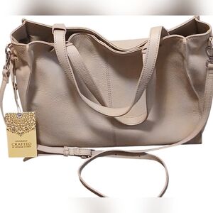 Leather Tote Bag By The Artisan's Of India,Crossbody Strap Magnetic Closure, NWT